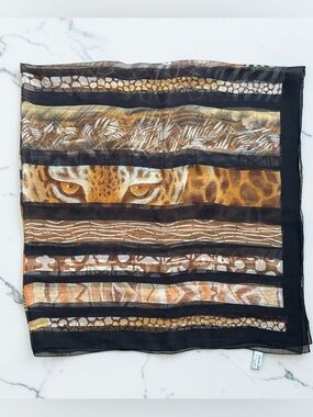 Salvatore Ferragamo Giant 45" Silk Scarf Safari Animal Leopard‎ Eye Print